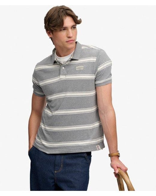 Superdry Gray & Co Vintage Stripe Jersey Polo Shirt for men