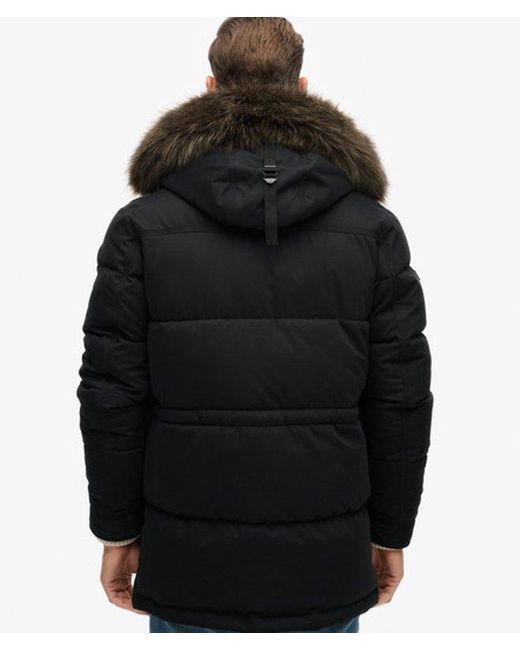 Superdry Black & Co Chinook Faux Fur Parka Coat for men