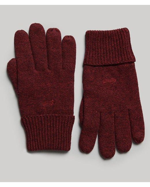 Superdry Red & Co Classic Ribbed Vintage Logo Gloves for men