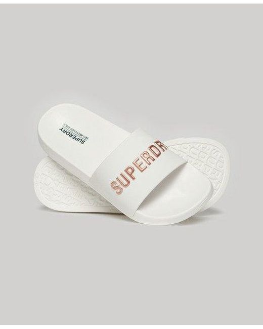 Sandales de piscine à logo véganes Superdry en coloris Metallic