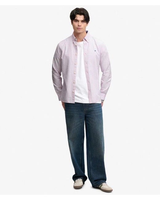 Superdry Purple & Co Preppy Oxford Long Sleeve Shirt for men