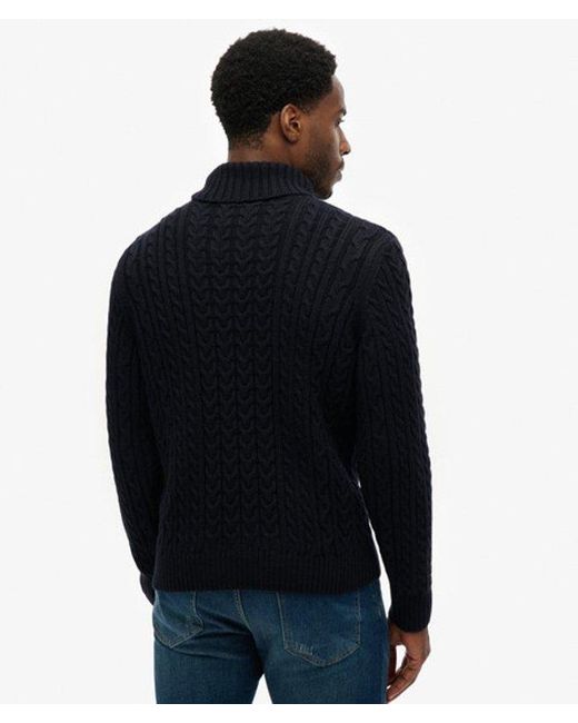Superdry Black & Co Jacob Cable Roll Neck Jumper for men