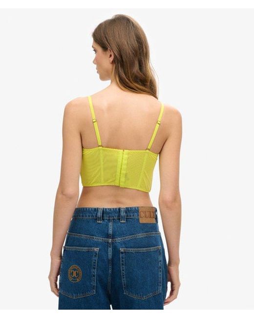 Superdry Green & Co Ruched Mesh Crop Corset Top