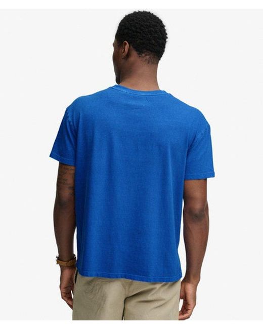 Superdry Blue & Co Classic Cotton Linen Pocket T-shirt for men