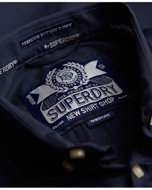 Superdry Blue Premium Button Down Shirt Midnight for men