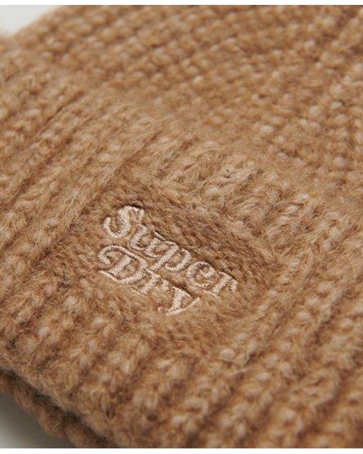 Superdry Brown Rib Knit Beanie Hat