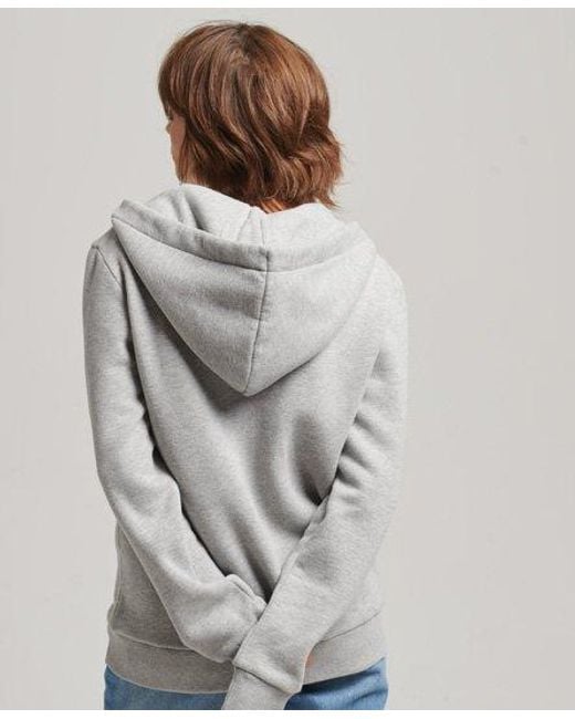 Superdry Gray Vintage Logo Rainbow Zip Hoodie