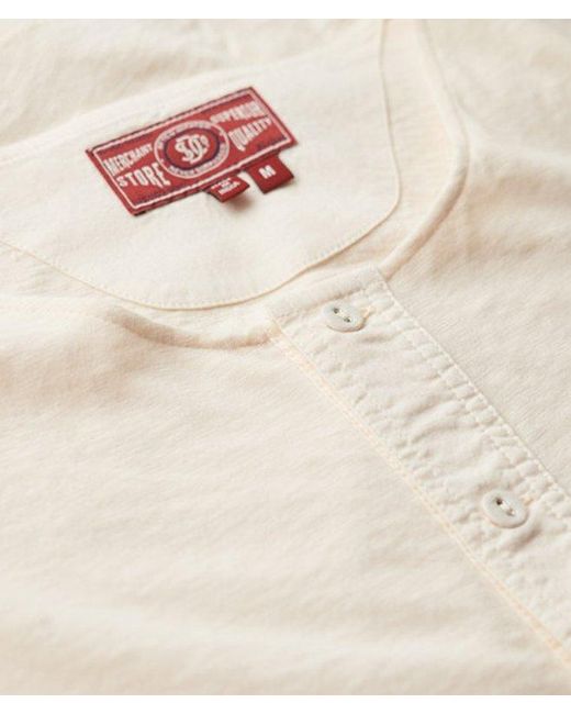 Superdry White The Merchant Store - Short Sleeve Grandad Top for men