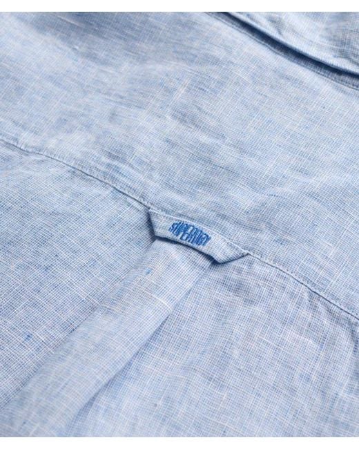 Superdry Blue & Co Riviera Long Sleeve Linen Shirt for men