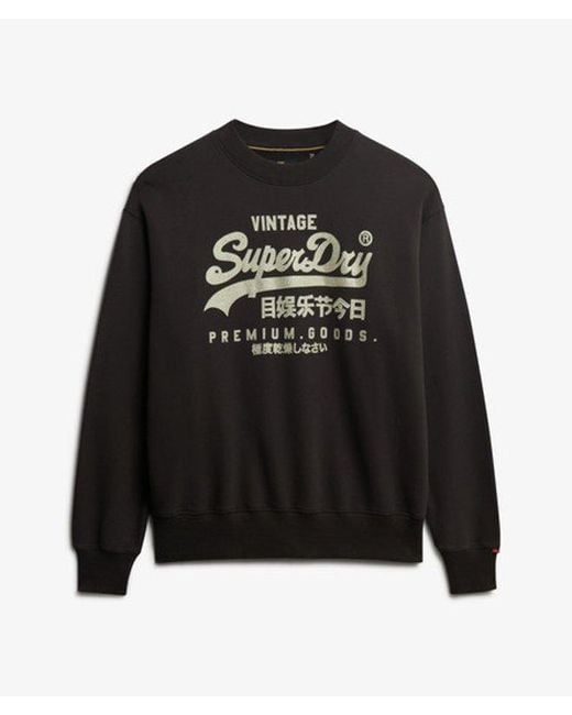 Superdry Black & Co Embellished Vintage Logo Loose Crew Sweatshirt