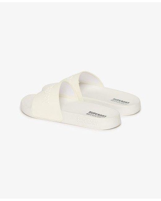 Superdry White Classic Code Logo Pool Sliders