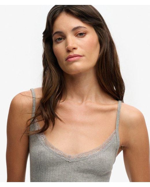Superdry Gray & Co Athletic Essentials V Neck Pointelle Cami Top