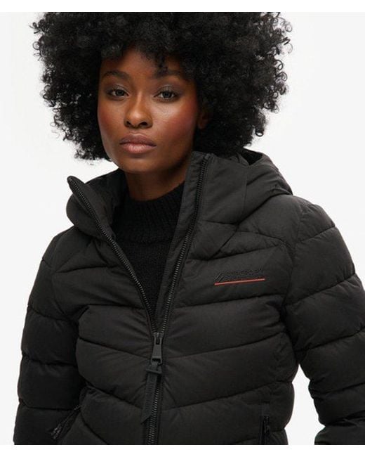 Superdry Black & Co Hooded Microfibre Padded Jacket