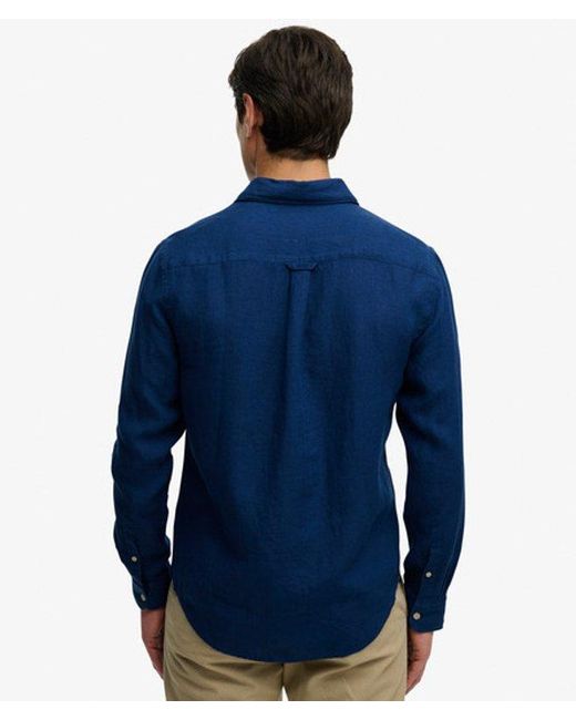 Superdry Blue & Co Riviera Long Sleeve Linen Shirt for men