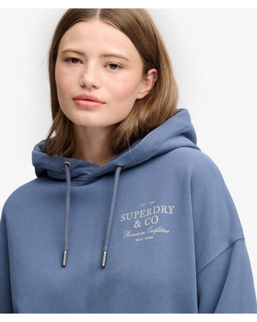 Superdry Blue & Co Luxe Casual Relaxed Hoodie