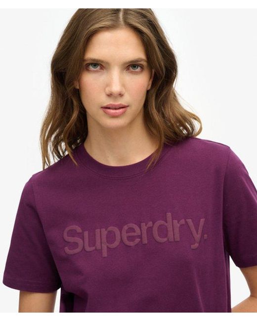 Superdry Purple & Co Classic Textured Graphic Tonal Core T Shirt