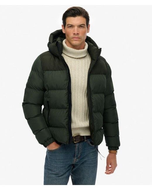 Superdry Black & Co Colourblock Hooded Puffer Jacket for men