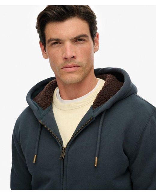 Superdry Black & Co Borg Lined Zip Hoodie for men