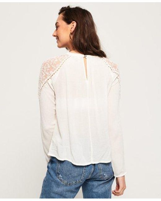 Superdry White Kristle Cold Shoulder Mesh Top Winter