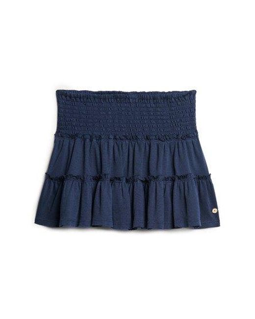 Superdry Blue Tiered Jersey Mini Skirt