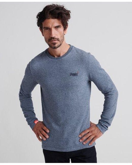Superdry Blue Label Twill Texture Long Sleeve Top Basalt Texture for men