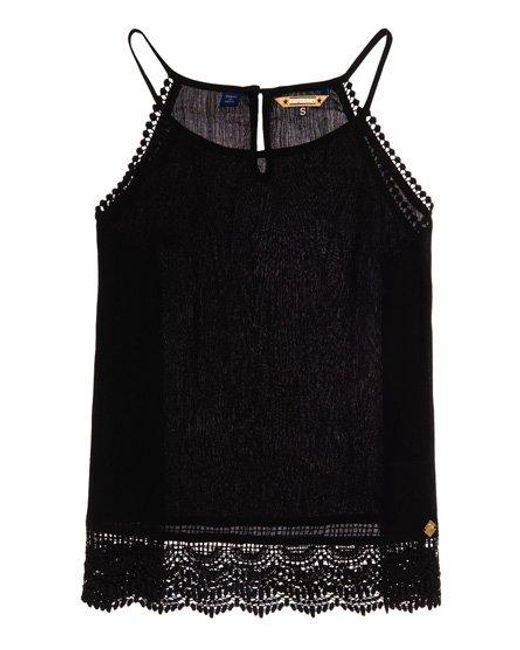 Superdry Black Charlie Embroidery Edge Top