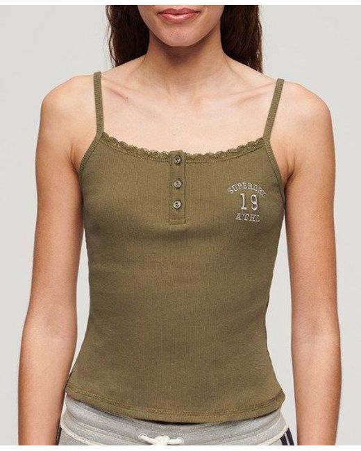 Superdry Green Athletic Essentials Graphic Button Cami