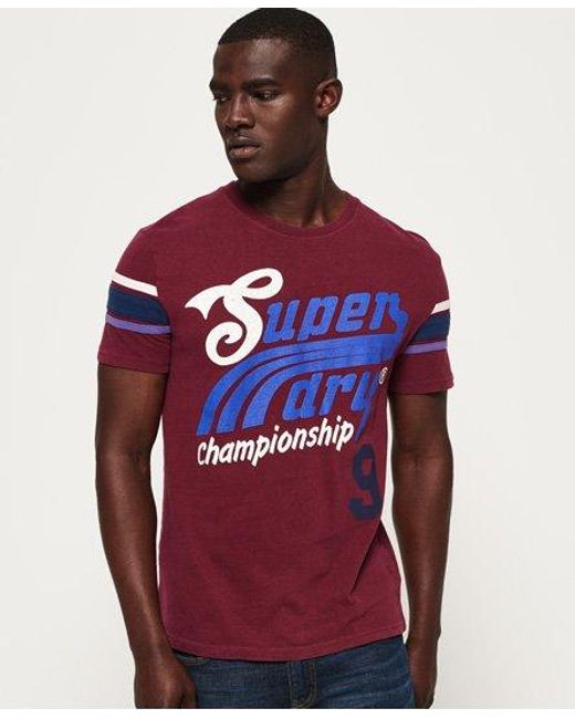 Superdry Red Pitch Field Retro T-Shirt Tin Tab Burgundy for men
