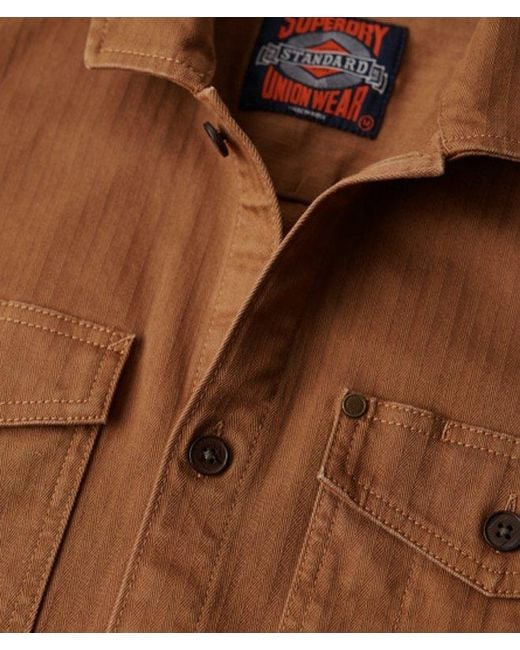 Superdry Brown The Merchant Store - Herringbone Overshirt for men