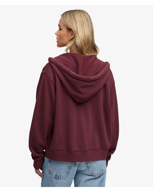 Superdry Red & Co Athletic Essential Relaxed Crop Zip Hoodie