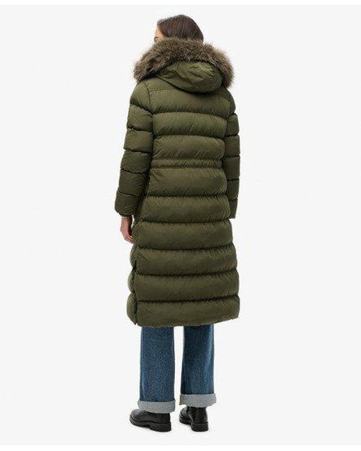 Superdry Blue Everest Faux Fur Longline Coat