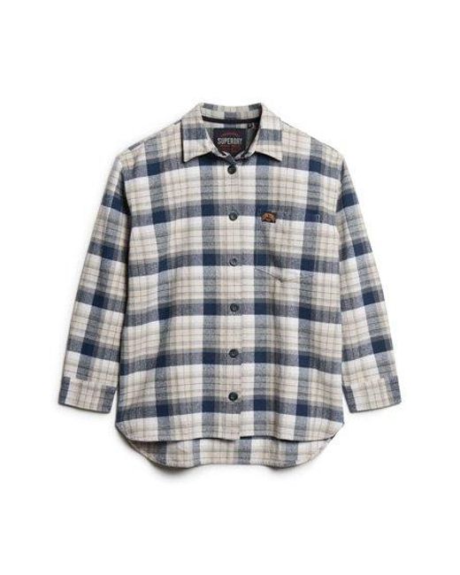 Superdry Gray Check Flannel Overshirt