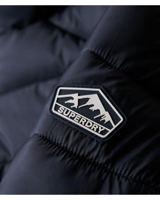 Superdry Blue Ladies Slim Fit Chevron Hooded Fuji Padded Jacket