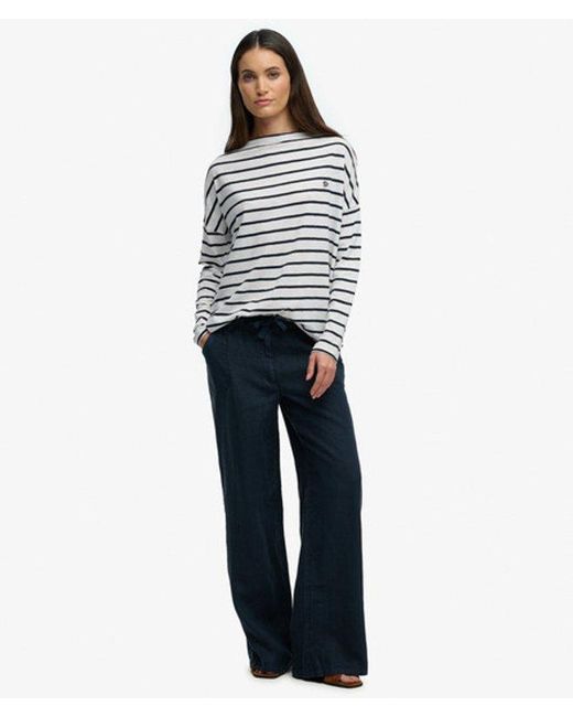 Superdry White & Co Studios Boat Neck Slub Long Sleeve Top