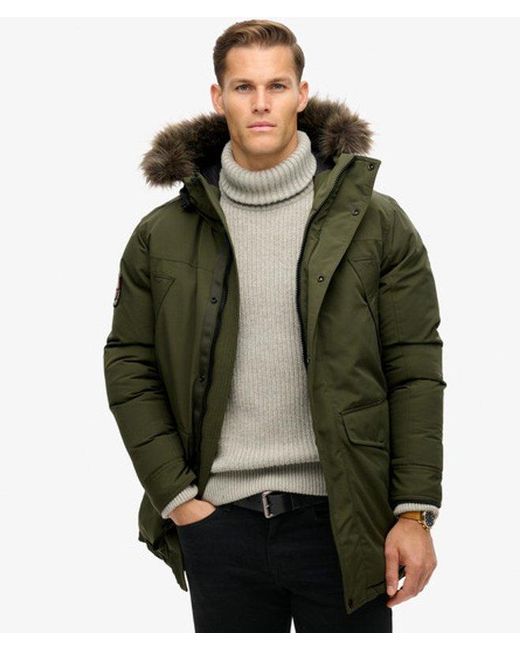 Superdry Green & Co Everest Faux Fur Parka Jacket for men