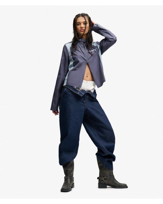 Superdry Blue Bench X & Co Bench Racer Shell Double Zip Jacket