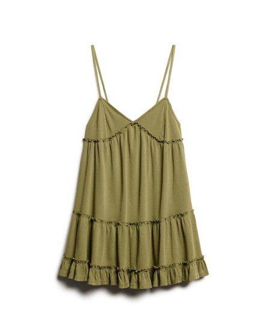 Superdry Green Jersey Tiered Cami Mini Dress