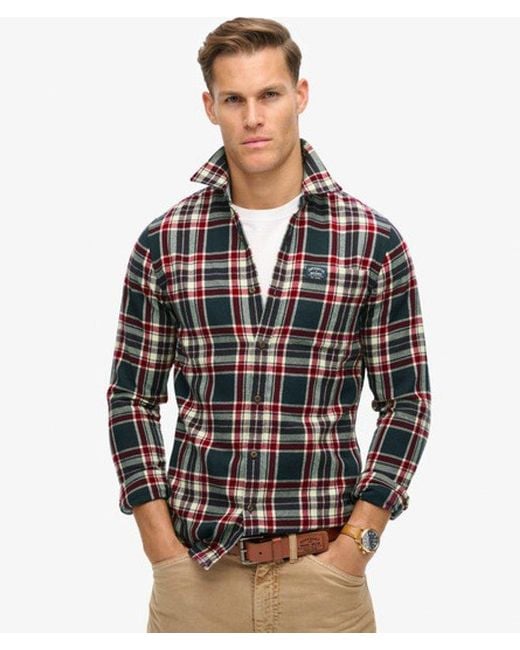 Superdry Gray Classic Organic Cotton Lumberjack Check Shirt for men