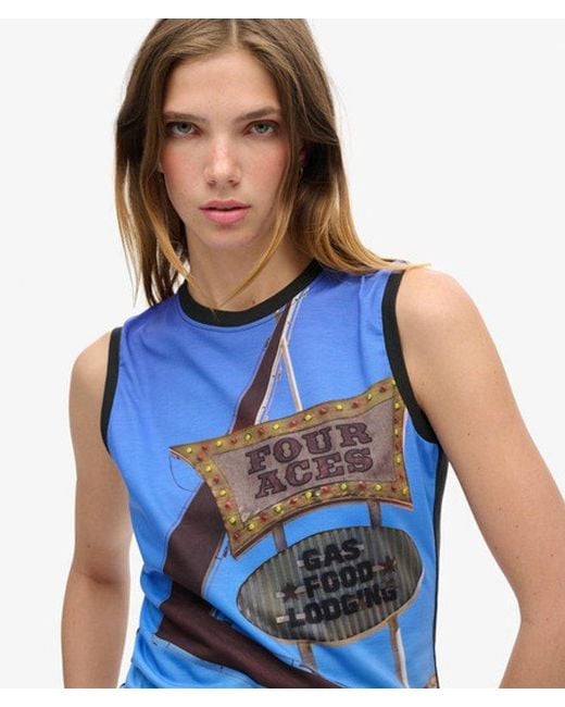 Superdry Blue & Co Sub Print Vest Top