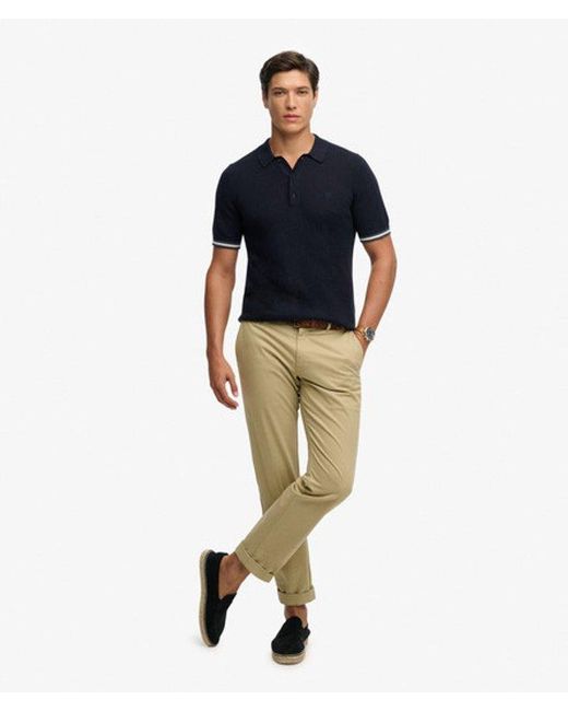 Superdry Black & Co Knitted Texture Short Sleeve Polo Shirt for men