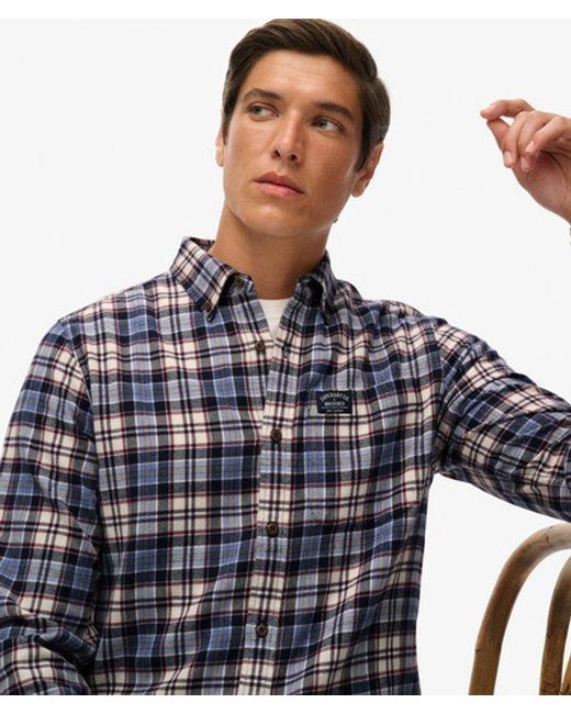 Superdry Blue & Co Long Sleeve Cotton Lumberjack Shirt for men