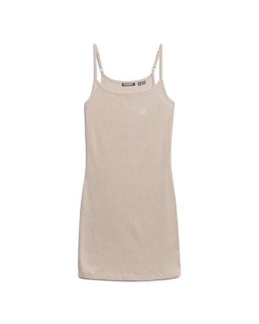 Superdry Natural & Co Embroidered Rib Strappy Dress