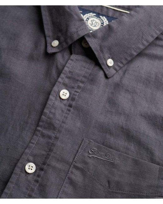 Superdry Gray & Co Cotton Linen Long Sleeve Shirt for men
