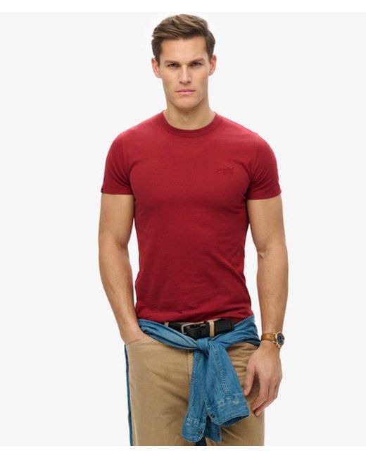 Superdry Red Organic Cotton Essential Logo T-shirt for men