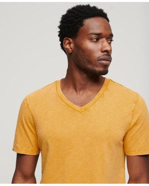Superdry Orange V-neck Slub Short Sleeve T-shirt for men