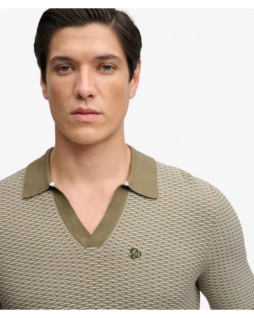 Superdry Gray & Co Johnny Collar Knitted Polo Shirt for men