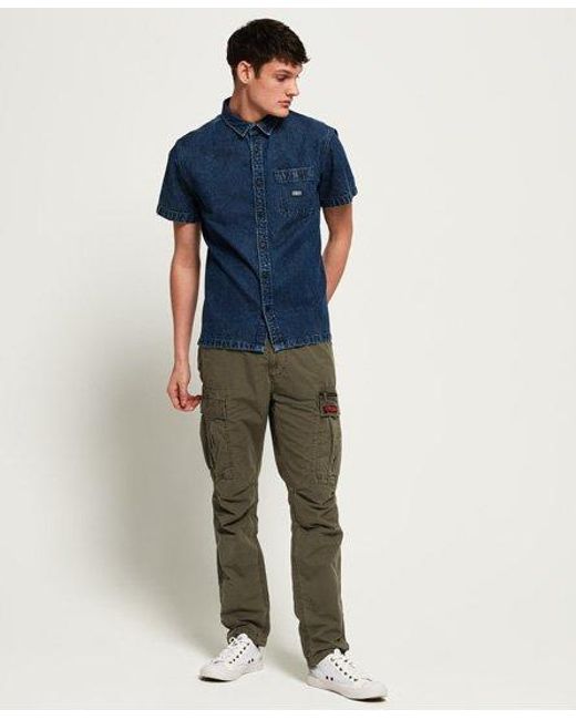 Superdry Green Parachute Cargo Pants Sage Ripstop for men