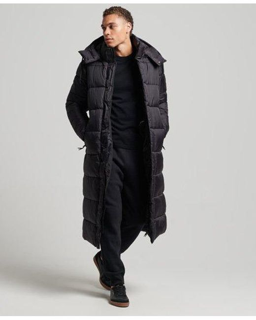 Superdry Black Superlong Touchline Padded Jacket for men