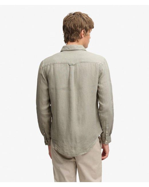 Superdry Gray & Co Riviera Long Sleeve Linen Shirt for men