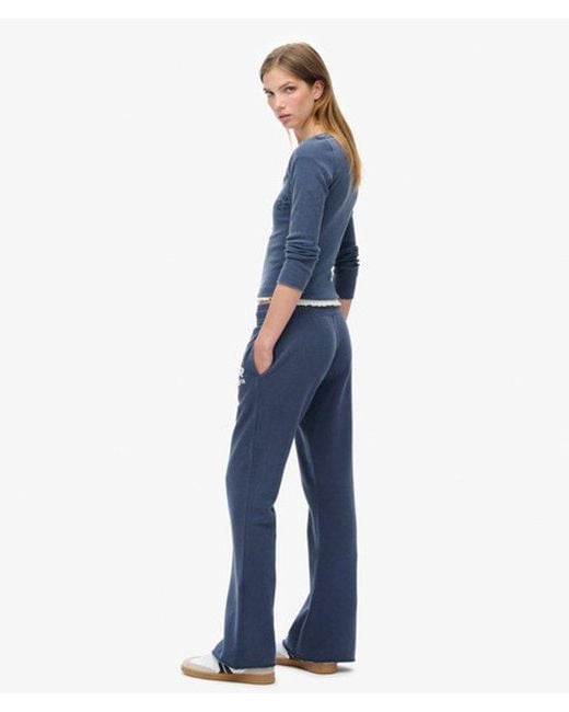 Superdry Athletic Essentials joggingbroek Met Lage Taille En Wijde Pijpen in het Blue